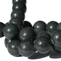Candy jade, mørkegrå, glat rund, Ø16mm, streng